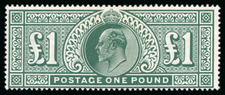 Stamp of Great Britain » King Edward VII » 1911-13 Somerset House Issues 1911-13 Somerset House £1 deep green mint h.r., slightly