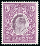 Stamp of Nyasaland 1903-04 4s dull & bright purple mint l.h. with inverted wmk