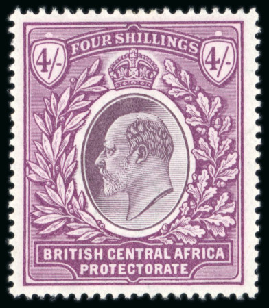 Stamp of Nyasaland 1903-04 4s dull & bright purple mint l.h. with inverted wmk