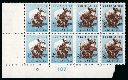 Stamp of South Africa » Union & Republic of South Africa 1959-60 3d. chocolate and turquoise blue mint NH control