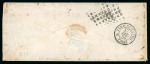 Stamp of France » Type Cérès de 1849-1850 1849, Cérès non dentelé 1 franc carmin et Présidence 25 centimes bleu en paire oblitérés gros points sur enveloppe en provenance de la Guyane