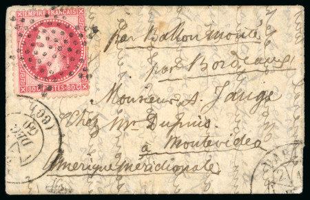 Stamp of Uruguay 1870 entire letter send by Ballon Monté to Montevideo,