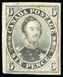 Stamp of Canada 1855, 6d slate gray on wove paper, unused