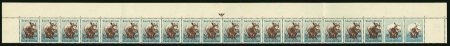 Stamp of South Africa » Union & Republic of South Africa 1959-60 3d mint n.h. complete top row of 20 with the right hand corner pair with chocolate partially omitted due to dry print
