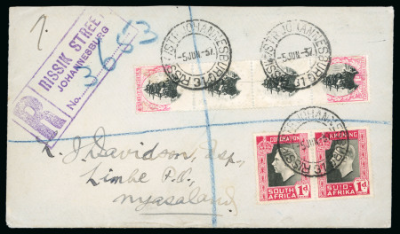 Stamp of South Africa » Union & Republic of South Africa 1937 (Jun 5) envelope registered to Limbe, Nyasaland,