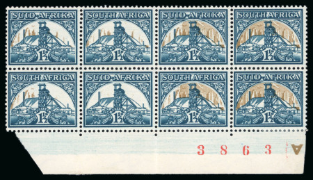 Stamp of South Africa » Union & Republic of South Africa 1941-48 1 1/2d. gold mine, marginal block of eight