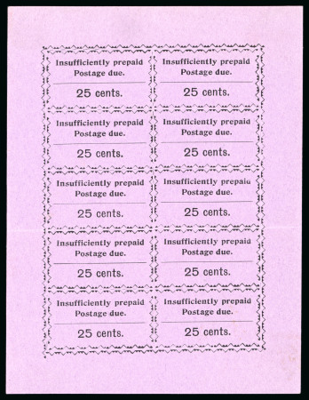 Stamp of Zanzibar » The Zanzibar Post Office (1895-1964) » Postage Dues 1930-33, group incl. complete unused sheets of the 2c, 3c, 6c and 25c on lilac