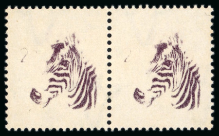 Stamp of South Africa » Union & Republic of South Africa 1954 2d. plum (mountain Zebra), horizontal and vertical