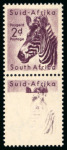 Stamp of South Africa » Union & Republic of South Africa 1954 2d. plum (mountain Zebra), horizontal and vertical