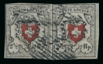 Stamp of Switzerland / Schweiz » Orts-Post und Poste Locale 1850, Poste Local mit Kreuzeinfassung im Paar, leicht