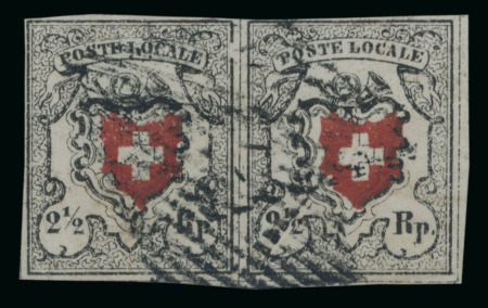 Stamp of Switzerland / Schweiz » Orts-Post und Poste Locale 1850, Poste Local mit Kreuzeinfassung im Paar, leicht