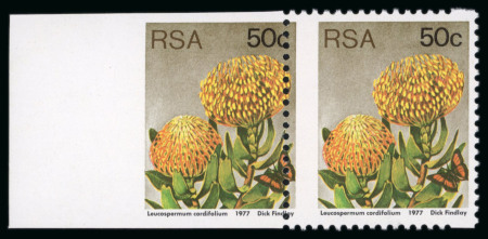 Stamp of South Africa » Union & Republic of South Africa 1977 3rd Definitive issue 50c mint n.h. left marginal showing variety imperforate on three sides