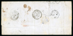 Stamp of Mauritius » Later Issues 1862 (Mar 6) wrapper to France with1860-63 4d rose tied by "B53" numeral, underpaid with "INSUFFICIENTLY / PREPAID" oval ds