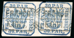 Stamp of Romania » United Principalities 1862-1864 1862 30par blue horizontal pairs, just touching top