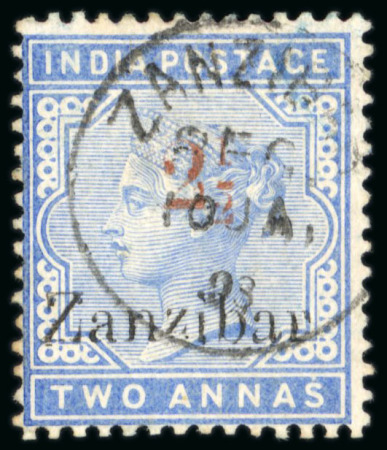 Stamp of Zanzibar » The Zanzibar Post Office (1895-1964) 1895-96 2 1/2a on 1a6p sepia type 3, 4 and 5, each