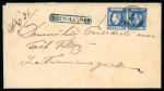 Stamp of Romania » King Carol 1871 - "With Beard" Imperforate 1871 Registered cover bearing a horizontal pair of