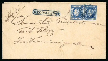 Stamp of Romania » King Carol 1871 - "With Beard" Imperforate 1871 Registered cover bearing a horizontal pair of