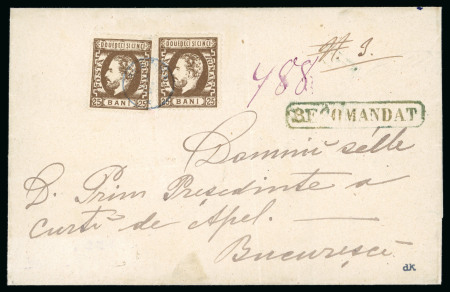Stamp of Romania » 1872 Prince Carol I - Perforated 1872 Registered cover franked at the double rate with