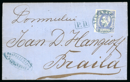 Stamp of Romania » King Carol 1871 - "With Beard" Imperforate 1872 Cover sent from Alexandria to Braila franked with