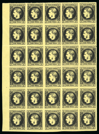 Stamp of Romania » 1866-67 Prince Carol I - Coloured Papers 1866 Three album pages comprising unused multiple of