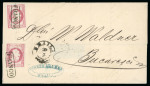 Stamp of Romania » 1868-70 Prince Carol I - New Currency 1868 Large part of cover from Braila to Bucuresci franked