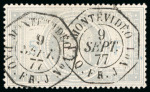 Stamp of France » Empire Lauré 1863-1870 1869, Empire Lauré 5 francs avec oblitération cachet