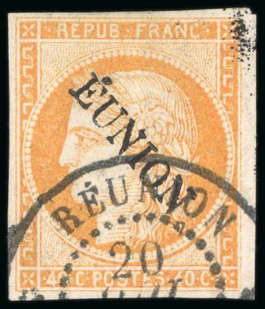 Stamp of Colonies françaises » Réunion 1891, Cérès non dentelé 40 centimes orange, variété