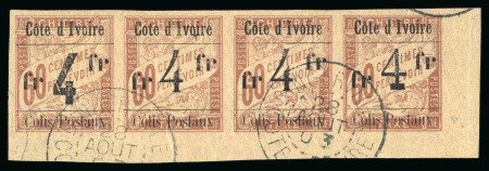 Stamp of Colonies françaises » Côte-d'Ivoire 1903, Bande de 4 Taxe Duval 60 centimes brun sur chamois