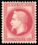 Stamp of France » Empire Lauré 1863-1870 1867, Empire Lauré 80 centimes rose carminé, Y&T