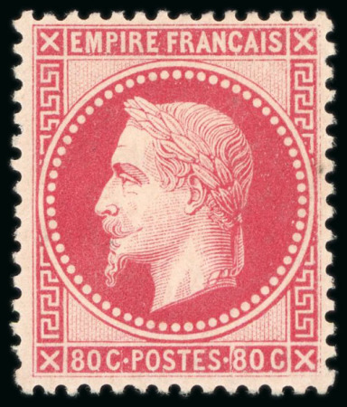 Stamp of France » Empire Lauré 1863-1870 1867, Empire Lauré 80 centimes rose carminé, Y&T
