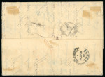 Stamp of Portugal 1853, 100r lilac mauve together with 25r blue on cover to Switzerland