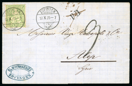 Stamp of Syria 1875, Incoming cover from Zofingen (Aargau) to Aleppo, Syria