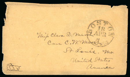 Stamp of Iraq 1854 Stampless envelope (without contents) sent from Mosul with manuscript endorsement "STEAMER/MOSUL"