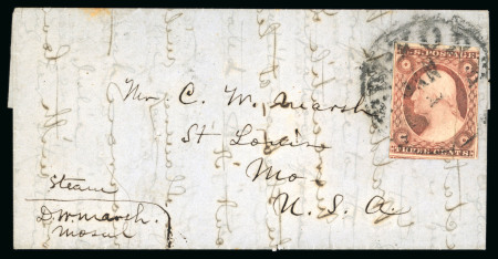 Stamp of Iraq U.S 1851 3¢ Washington imperforate on entire letter from Mosul, Iraq