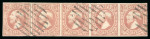 Stamp of Luxembourg 1852-59, 1sgr flesh, strip of five, good impression,