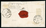 Stamp of Luxembourg 1852-59, 1sgr brown-red, single and pair on cover to Germany, one stamp also tied by framed "PD"