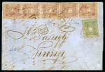 Stamp of Italian States » Tuscany 1860, 1c violet-brown, vertical strip of five, and
