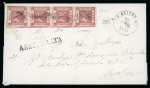 Stamp of Italian States » Naples 1858, 1gr rose-carmine, pl. II, vertical strip of four