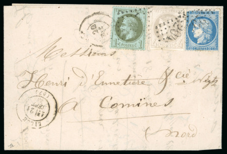 Stamp of France » Emission de Bordeaux 1870 1871, Lettre de Lille pour Comines (Nord) avec affranchissement