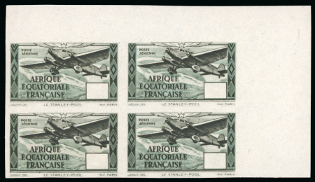 Stamp of Colonies françaises » Afrique Équatoriale 1943, Bloc de 4 Y&T PA 41e **, valeur omise non dentelé,