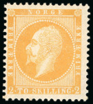 Stamp of Norway 1856-57, Oscar I, 2sk to 8sk set of four mint with