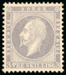 Stamp of Norway 1856-57, Oscar I, 2sk to 8sk set of four mint with