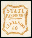 Stamp of Italian States » Parma 1859, 80c orange, unused without gum, outstanding margins