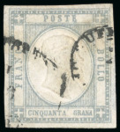 Stamp of Italian States » Naples 1861, 50gr grey-pearl, a used example 