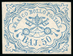 Stamp of Italian States » Papal States 1852, 50b light blue, ample even margins all around