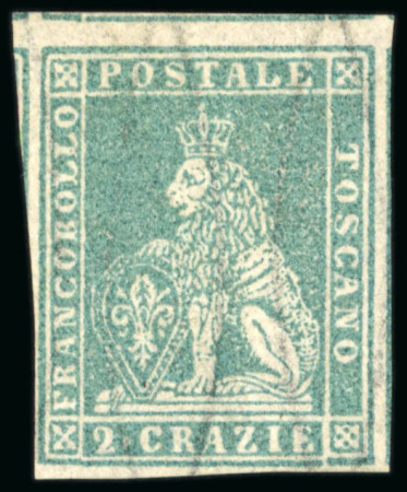 Stamp of Italian States » Tuscany 1857, 2cr greyish blue, a splendid single with clear