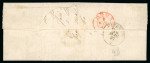 Stamp of Italian States » Tuscany 1851, 1cr brown-carmine on greyish, horizontal strip of six on cover to Papal States