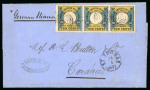 Stamp of Venezuela » German HAPAG Mail  1876 (Dec 30) Cover from Liverpool to Caracas with HAPAG strip of three cancelled at St. Thomas