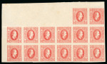 Stamp of Romania » United Principalities 1864-1865 Prince Cuza 1865 20 par pl.II type A, on white wove paper, in mint upper left corner marginal block of 14 