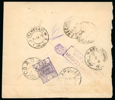 Stamp of Persia » Censored Mail 6 September 1919 - Cover from Ordou Homayouni (The